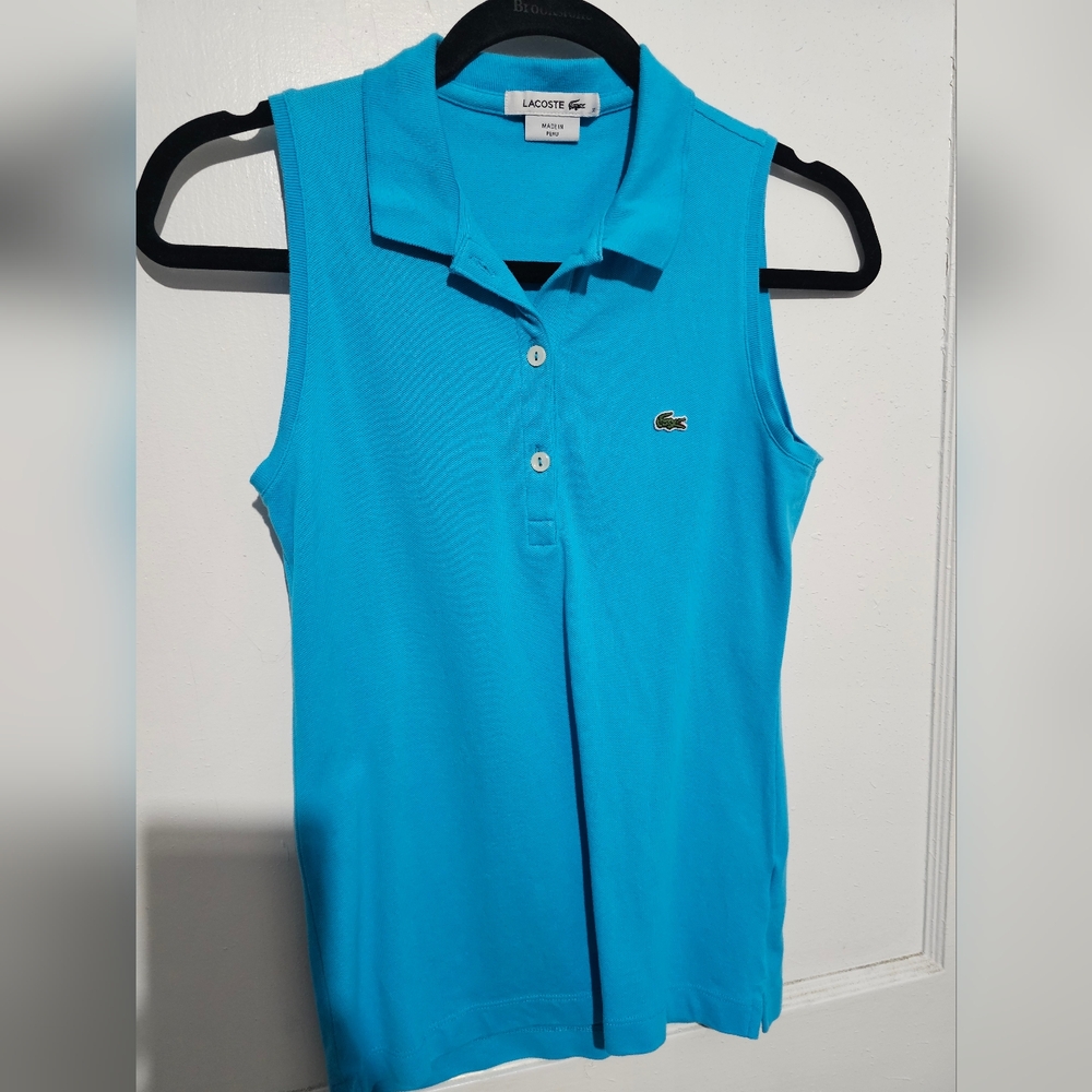 Lacoste Blue Sleeveless Polo Shirt